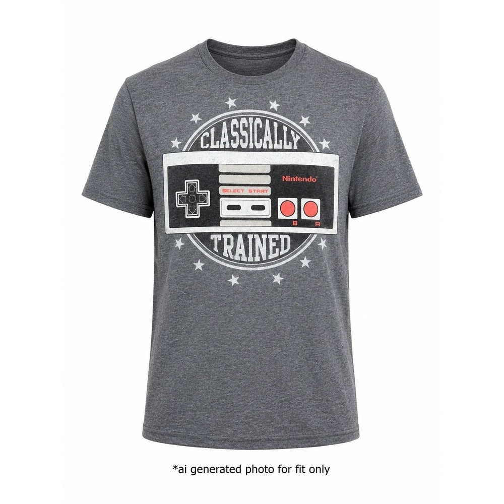 Nintendo Classically Trained NES Controller Graphic T-Shirt‎ Mens Small Gray